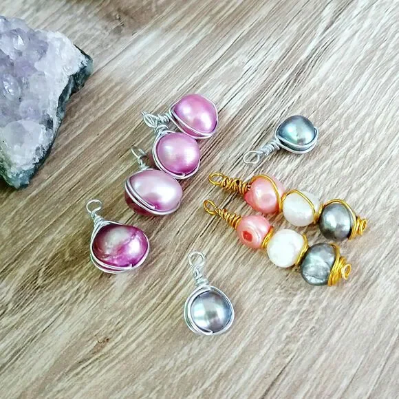 8 Piece Freshwater Pearl Beaded Charms For Jewelry Making, Assorted - Picture 2 of 3